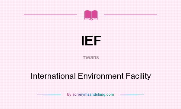What does IEF mean? It stands for International Environment Facility