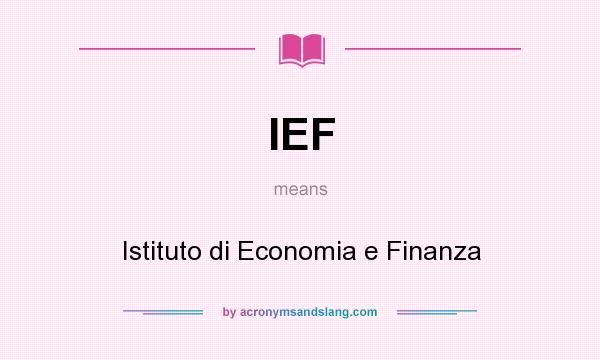 What does IEF mean? It stands for Istituto di Economia e Finanza