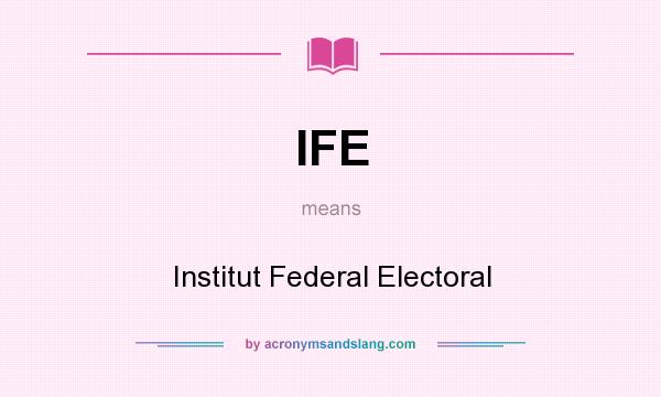 What does IFE mean? It stands for Institut Federal Electoral