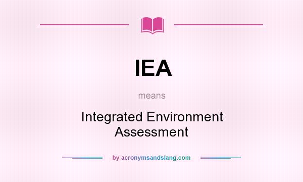 What does IEA mean? It stands for Integrated Environment Assessment