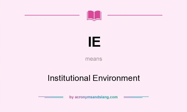 What does IE mean? It stands for Institutional Environment