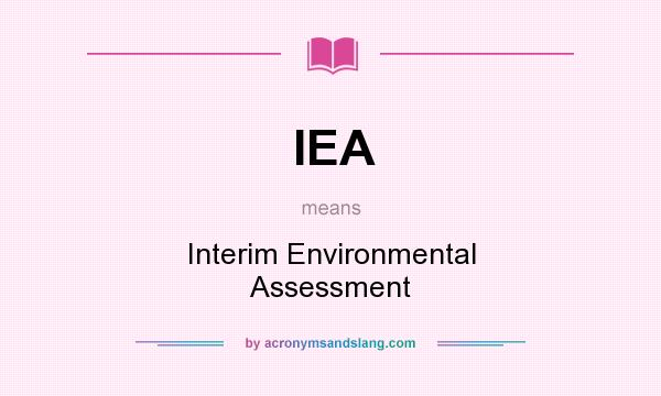 What does IEA mean? It stands for Interim Environmental Assessment
