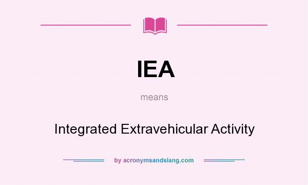 What does IEA mean? It stands for Integrated Extravehicular Activity