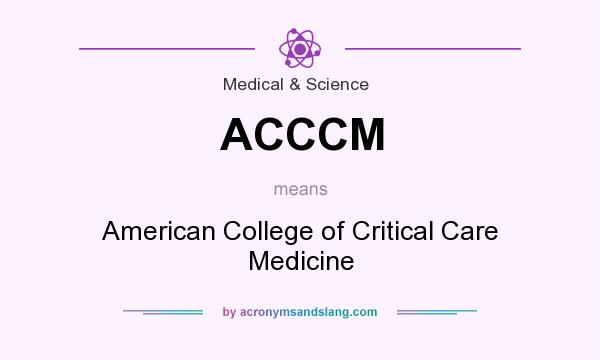 What does ACCCM mean? It stands for American College of Critical Care Medicine
