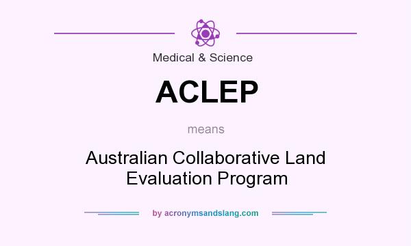 What does ACLEP mean? It stands for Australian Collaborative Land Evaluation Program