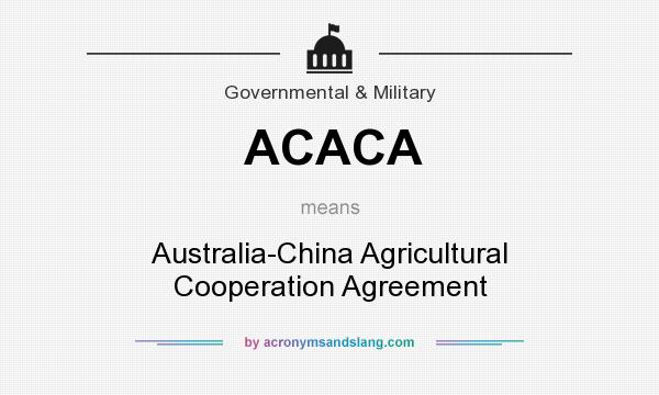 What does ACACA mean? It stands for Australia-China Agricultural Cooperation Agreement