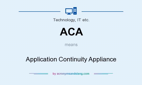 What does ACA mean? It stands for Application Continuity Appliance