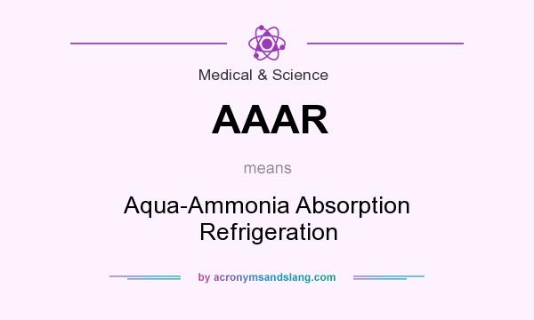 What does AAAR mean? It stands for Aqua-Ammonia Absorption Refrigeration