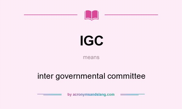 What does IGC mean? It stands for inter governmental committee