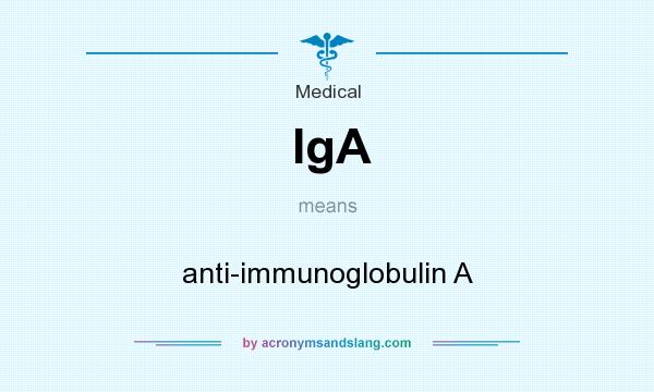 What does IgA mean? It stands for anti-immunoglobulin A