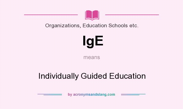 What does IgE mean? It stands for Individually Guided Education