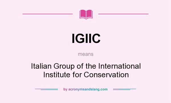 What does IGIIC mean? It stands for Italian Group of the International Institute for Conservation