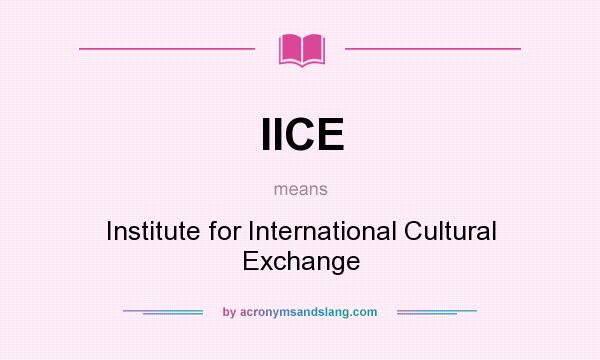 What does IICE mean? It stands for Institute for International Cultural Exchange