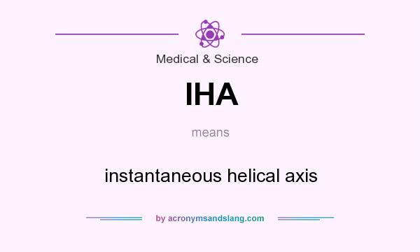 What does IHA mean? It stands for instantaneous helical axis