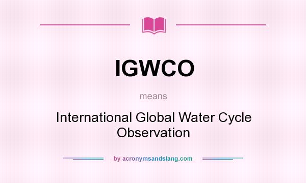 What does IGWCO mean? It stands for International Global Water Cycle Observation