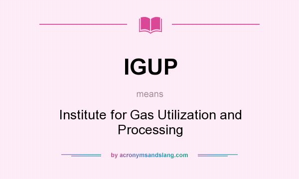 What does IGUP mean? It stands for Institute for Gas Utilization and Processing
