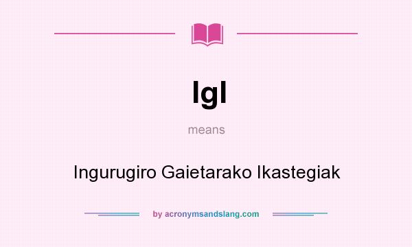 What does IgI mean? It stands for Ingurugiro Gaietarako Ikastegiak