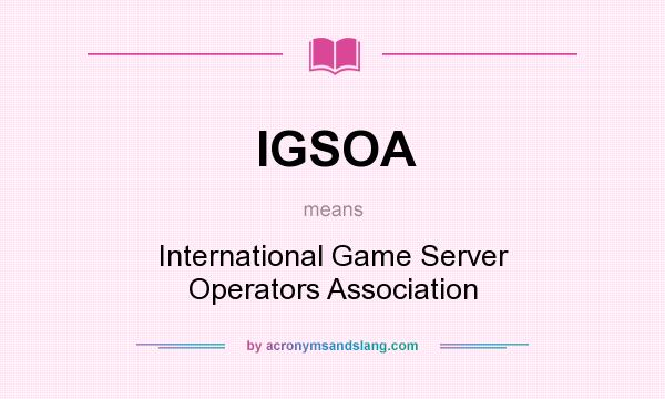 What does IGSOA mean? It stands for International Game Server Operators Association