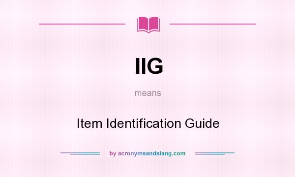 What does IIG mean? It stands for Item Identification Guide