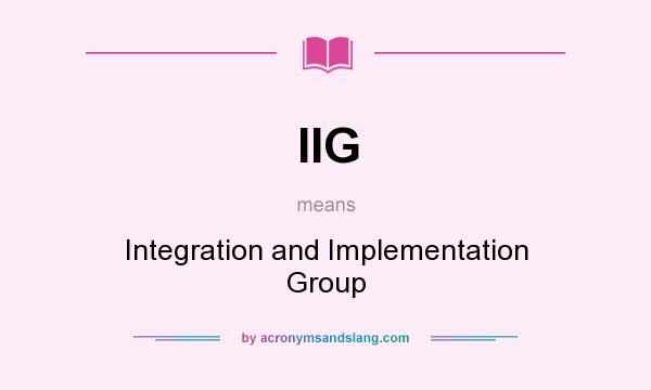 What does IIG mean? It stands for Integration and Implementation Group