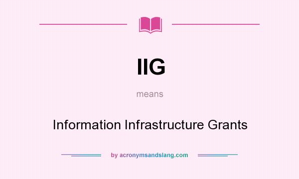 What does IIG mean? It stands for Information Infrastructure Grants
