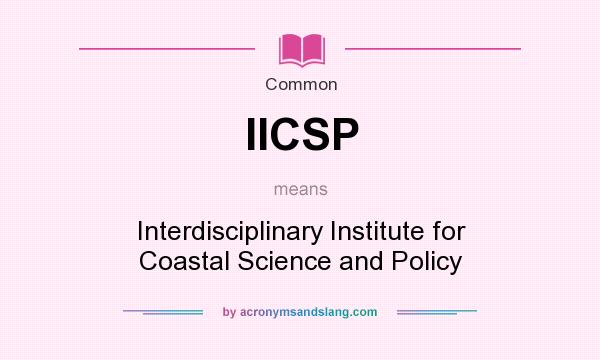 What does IICSP mean? It stands for Interdisciplinary Institute for Coastal Science and Policy