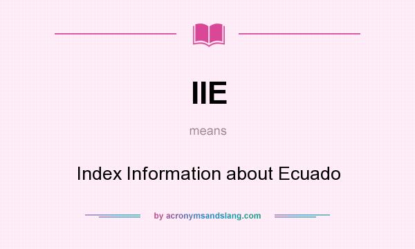 What does IIE mean? It stands for Index Information about Ecuado