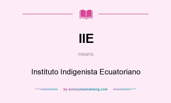What does IIE mean? It stands for Instituto Indigenista Ecuatoriano