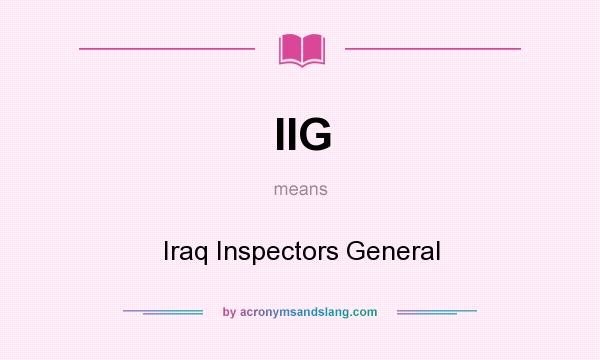 What does IIG mean? It stands for Iraq Inspectors General