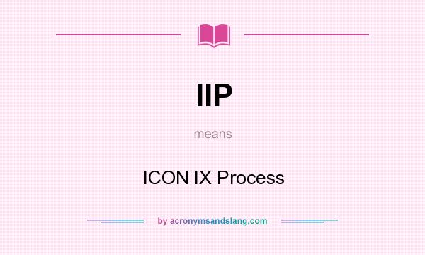 What does IIP mean? It stands for ICON IX Process