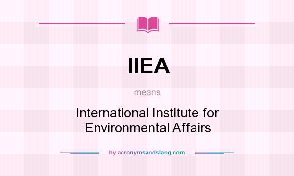What does IIEA mean? It stands for International Institute for Environmental Affairs