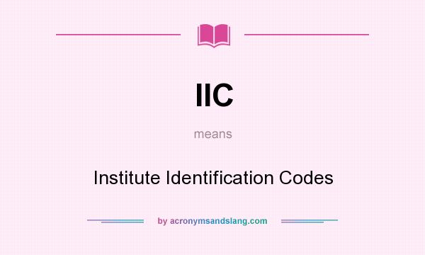 What does IIC mean? It stands for Institute Identification Codes