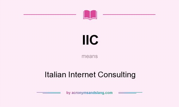 What does IIC mean? It stands for Italian Internet Consulting