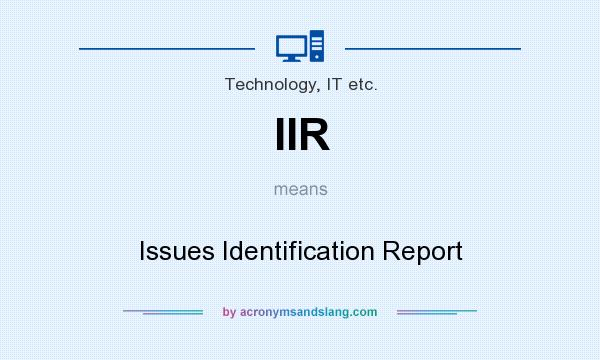 What does IIR mean? It stands for Issues Identification Report