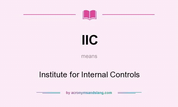 What does IIC mean? It stands for Institute for Internal Controls