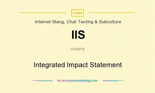 What does IIS mean? It stands for Integrated Impact Statement