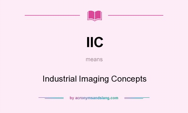 What does IIC mean? It stands for Industrial Imaging Concepts