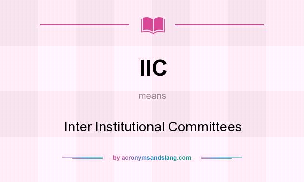 What does IIC mean? It stands for Inter Institutional Committees