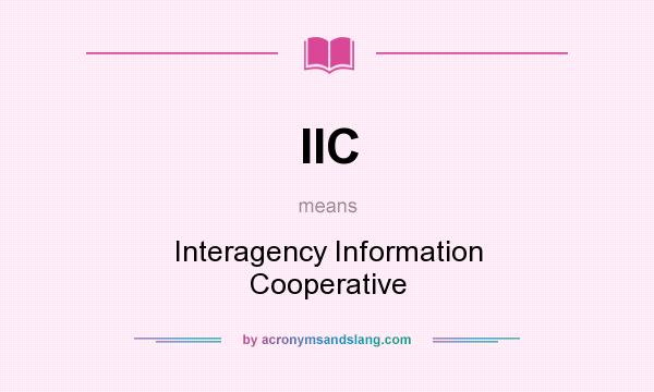 What does IIC mean? It stands for Interagency Information Cooperative