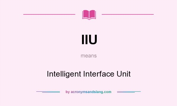 What does IIU mean? It stands for Intelligent Interface Unit