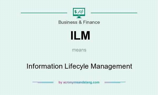 What does ILM mean? It stands for Information Lifecyle Management