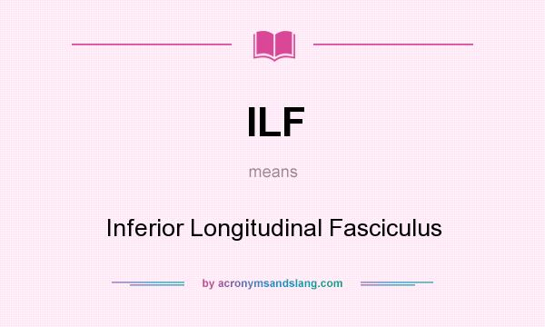 What does ILF mean? It stands for Inferior Longitudinal Fasciculus