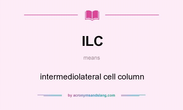 What does ILC mean? It stands for intermediolateral cell column