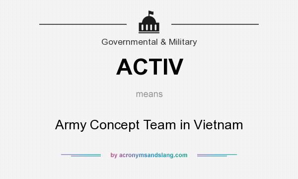 What does ACTIV mean? It stands for Army Concept Team in Vietnam