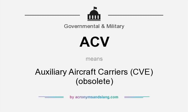 What does ACV mean? It stands for Auxiliary Aircraft Carriers (CVE) (obsolete)