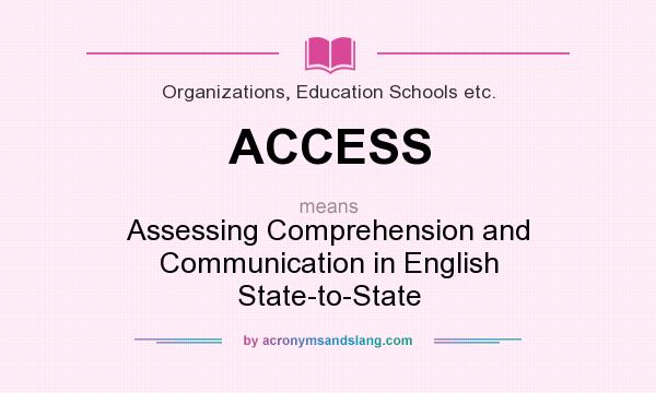 What does ACCESS mean? It stands for Assessing Comprehension and Communication in English State-to-State