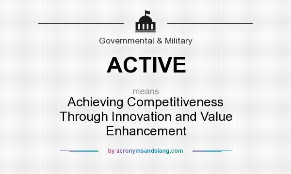 What does ACTIVE mean? It stands for Achieving Competitiveness Through Innovation and Value Enhancement