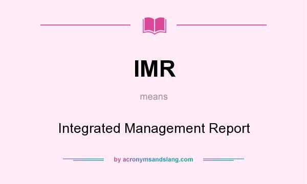 What does IMR mean? It stands for Integrated Management Report