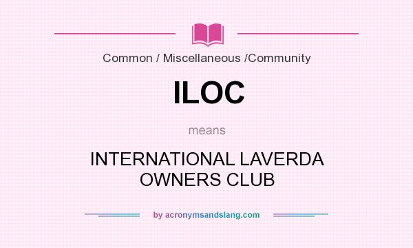 What does ILOC mean? It stands for INTERNATIONAL LAVERDA OWNERS CLUB