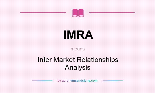 What does IMRA mean? It stands for Inter Market Relationships Analysis